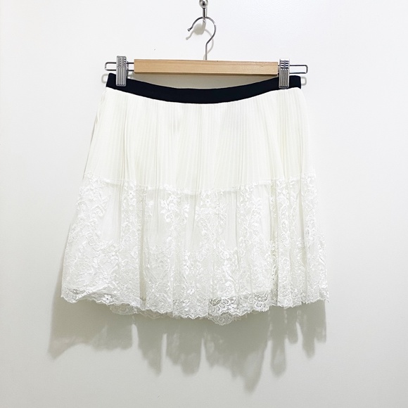 Divided Beautiful Pleated Lace Chiffon Skirt White Black 6 - Picture 4 of 9